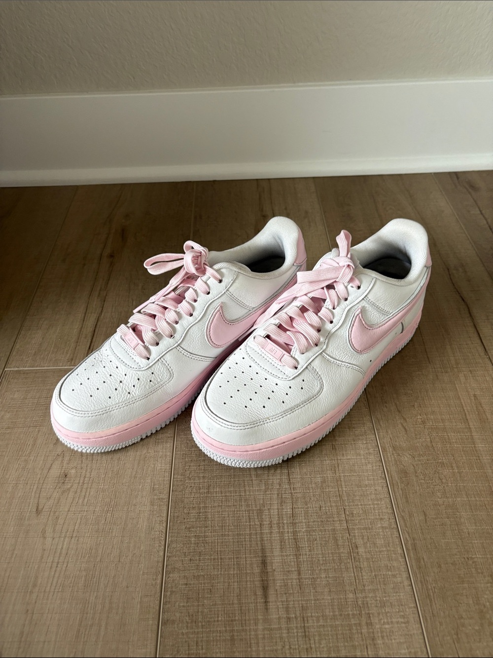 Nike White and Pink Women's Custom Air Force Max